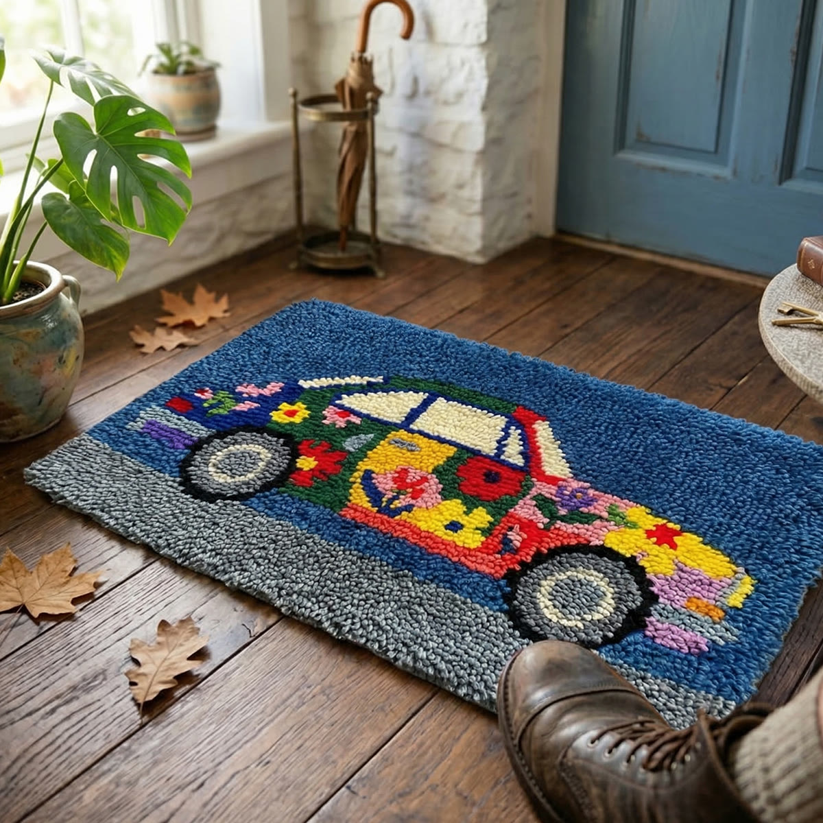 Rubbyoo Latch Hook Rug Kit - Retro Car | Entryway Flloor Decor | Perfect For Beginner - image 2