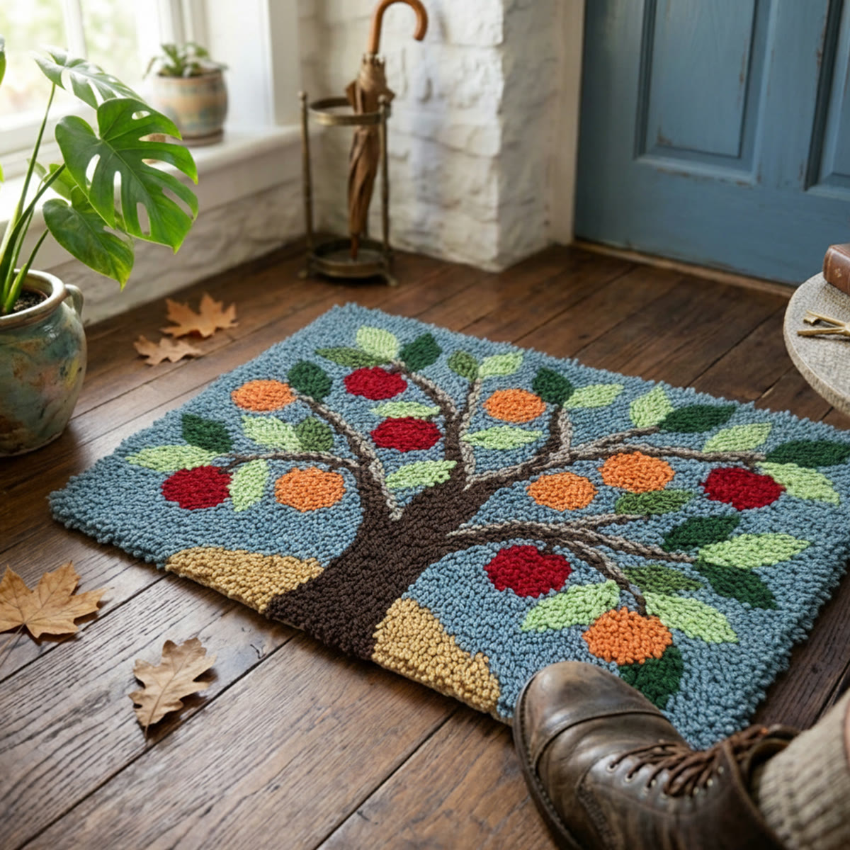 Rubbyoo Latch Hook Rug Kit - Colourful Tree | Diy Housewarming Craft | Handmade Room Carpet - image 2
