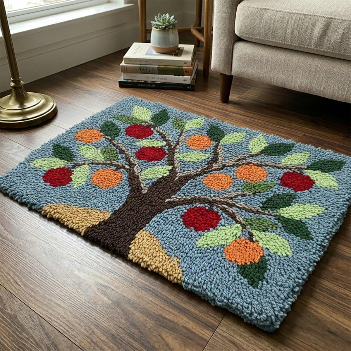 Rubbyoo Latch Hook Rug Kit - Colourful Tree | Diy Housewarming Craft | Handmade Room Carpet - image 5