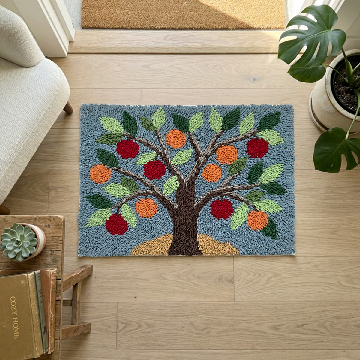 Rubbyoo Latch Hook Rug Kit - Colourful Tree | Diy Housewarming Craft | Handmade Room Carpet - image 4