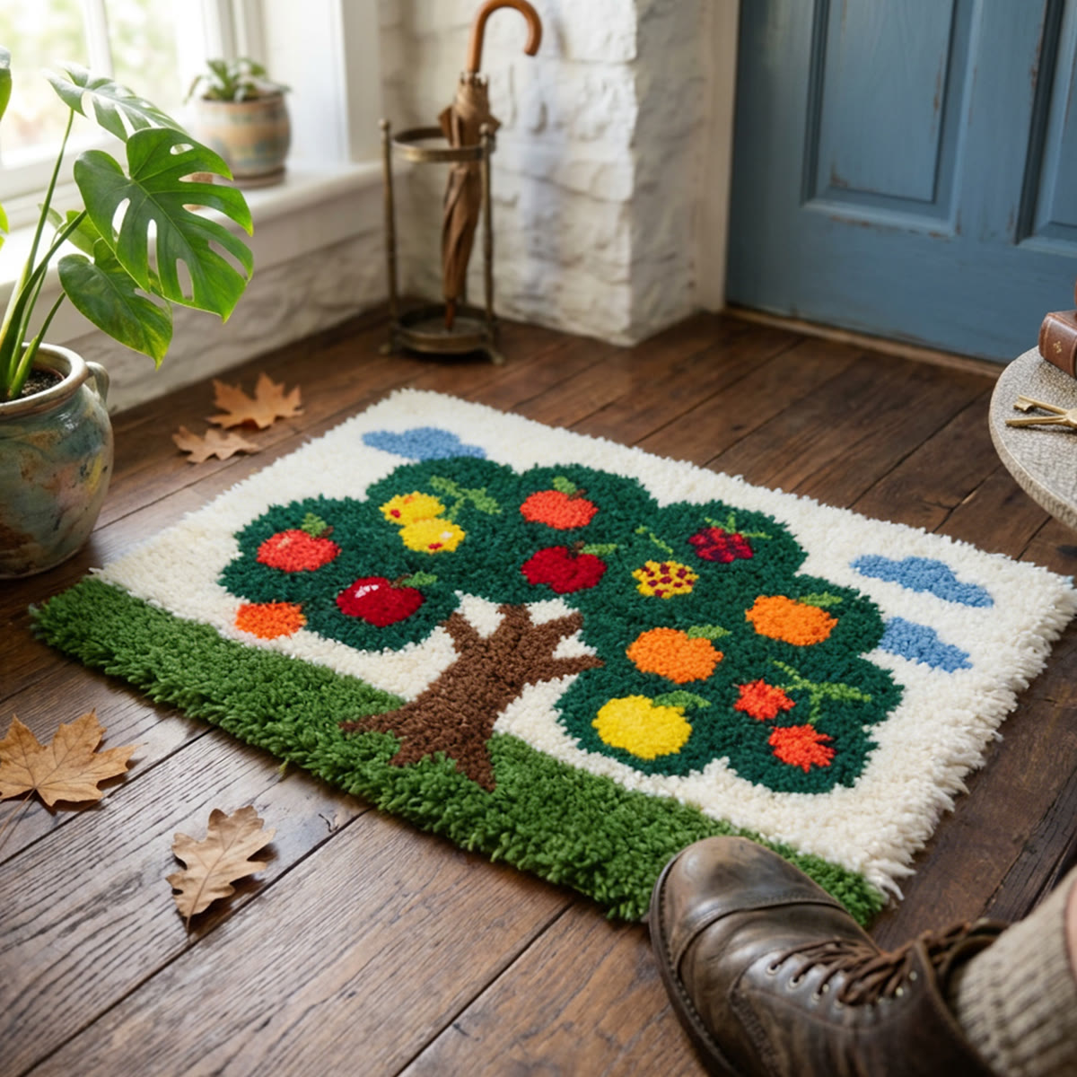 Rubbyoo Latch Hook Rug Kit - Apple Tree | Handmade Outdoor Mat | New Home Gift  - image 2