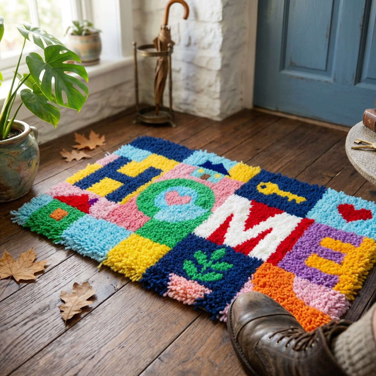 Rubbyoo Latch Hook Rug Kit - Welcome Home | Unique Outdoor Carpet | Diy Housewarming Gift - image 3