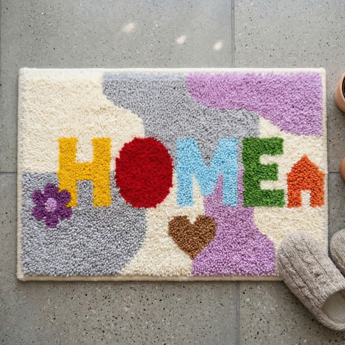 Rubbyoo Latch Hook Rug Kit - Colourful Home Patten | Spring Door Mat | Unique House Decor - 75×50cm - image 1