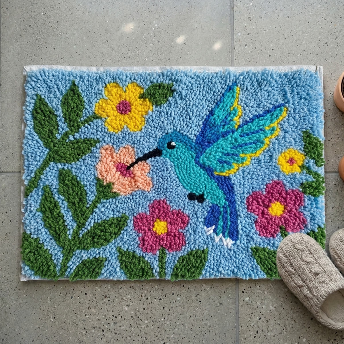 Rubbyoo Latch Hook Rug Kit - Hummingbird | Decorative Outdoor Mat |  Diy Hook Craft  - 75×50cm - image 9