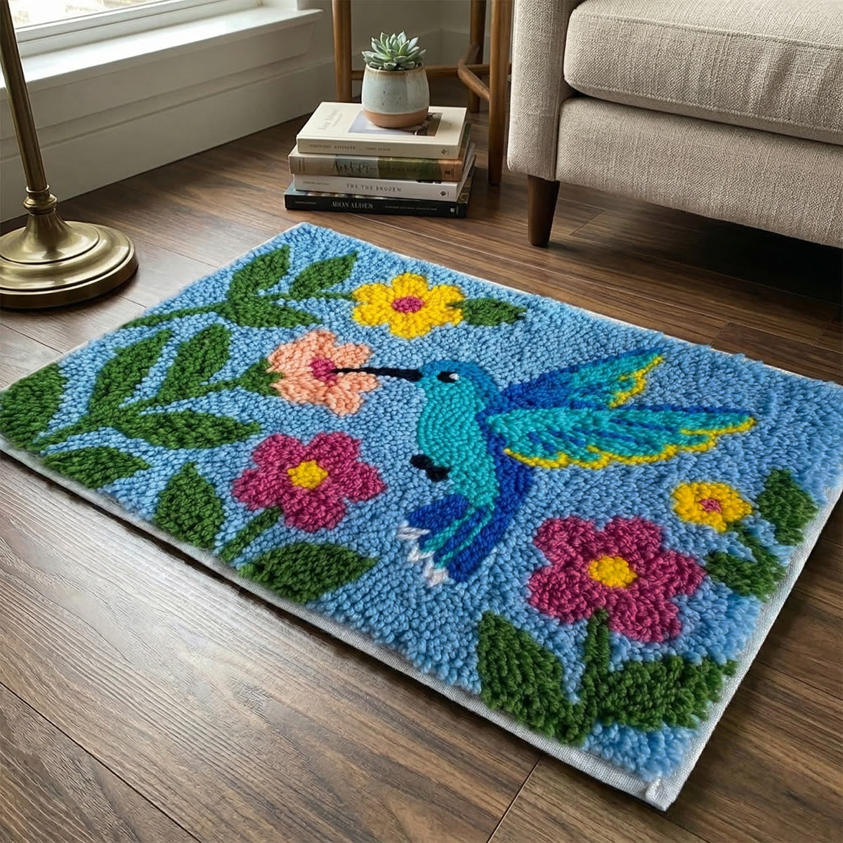 Rubbyoo Latch Hook Rug Kit - Hummingbird | Decorative Outdoor Mat |  Diy Hook Craft  - image 6