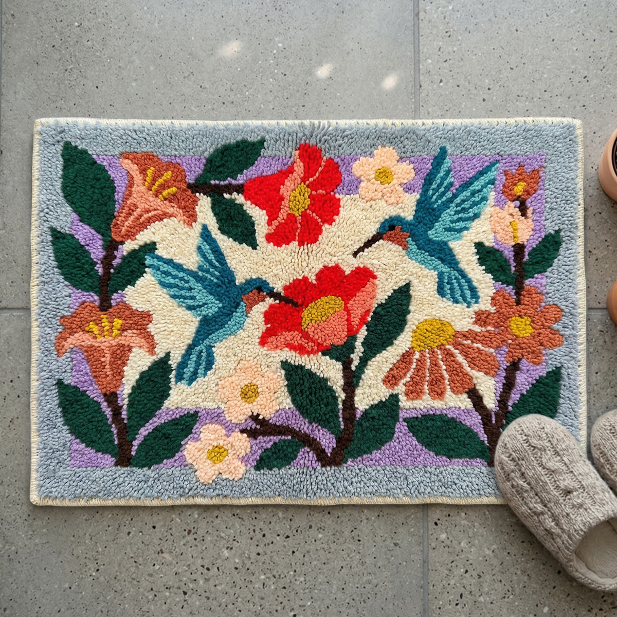 Rubbyoo Latch Hook Rug Kit - Floral Bird | Carpet For Living Room | Unique Handmade Art  - 75×50cm - image 1