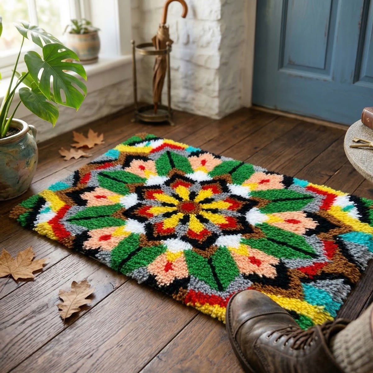 Rubbyoo Latch Hook Rug Kit - Abstract Design | Handmade House Decor | Diy Welcome Mat - image 2