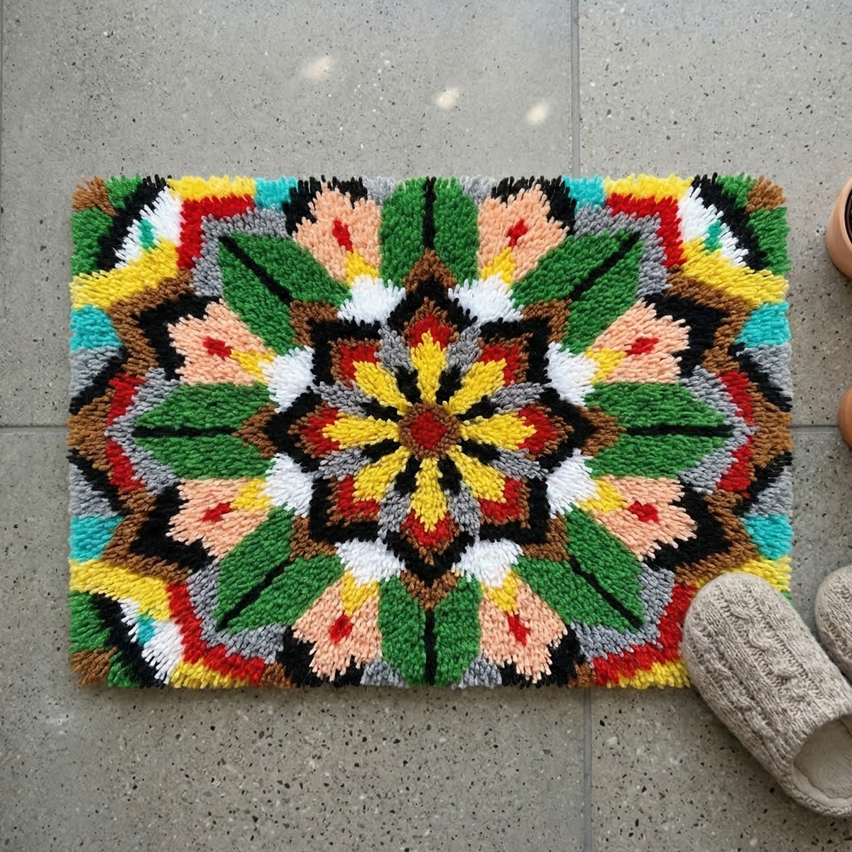 Rubbyoo Latch Hook Rug Kit - Abstract Design | Handmade House Decor | Diy Welcome Mat - 75×50cm - image 1