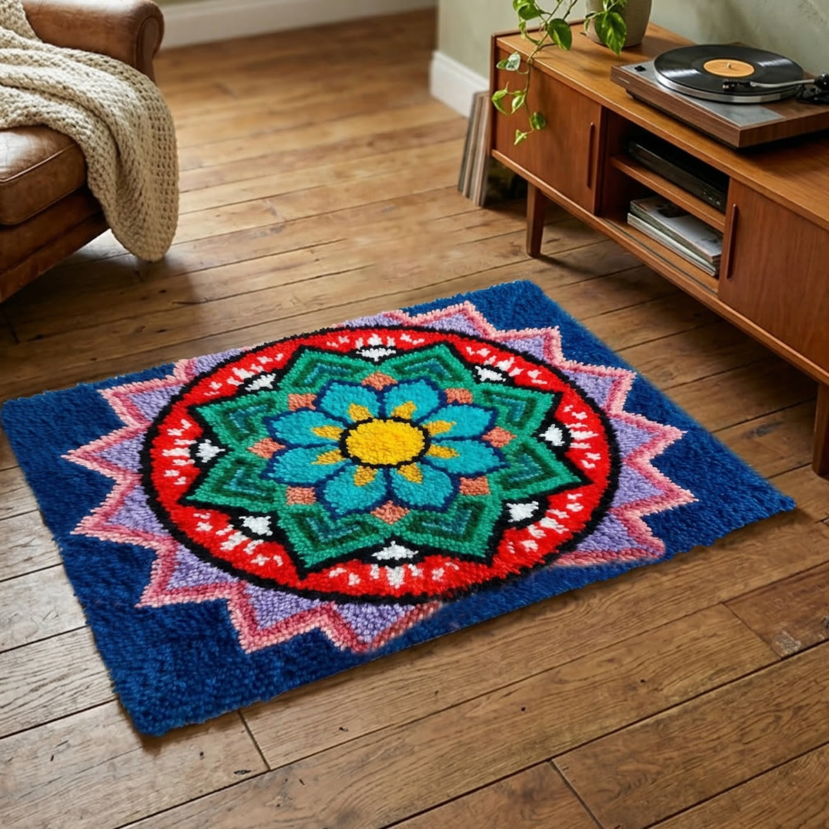 Rubbyoo Latch Hook Rug Kit - Colourful Design | Abstract House Decor | Modern Tufted Rug - image 3