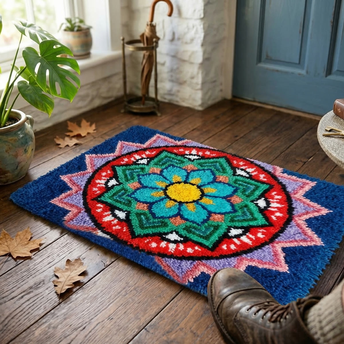 Rubbyoo Latch Hook Rug Kit - Colourful Design | Abstract House Decor | Modern Tufted Rug - image 2