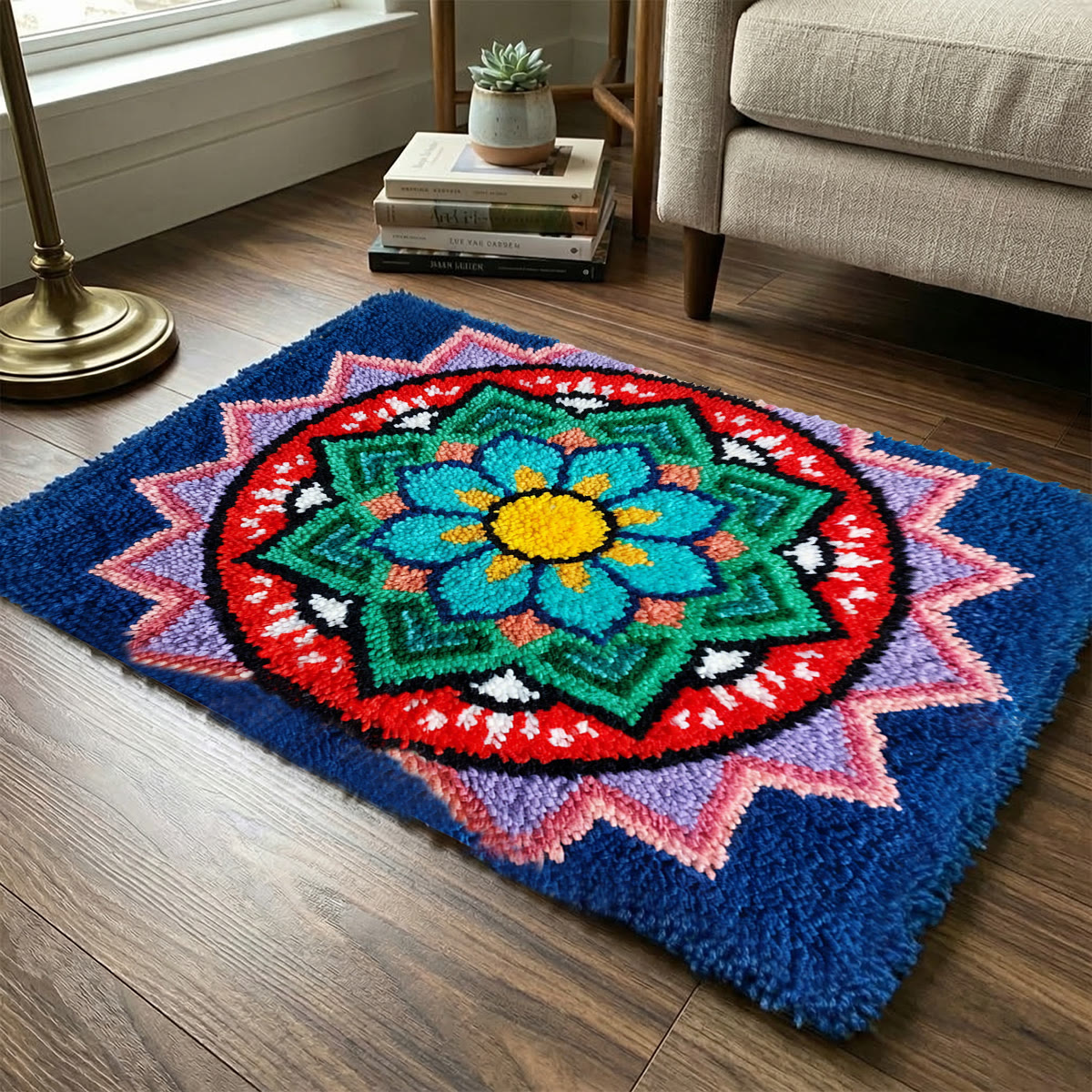 Rubbyoo Latch Hook Rug Kit - Colourful Design | Abstract House Decor | Modern Tufted Rug - image 8