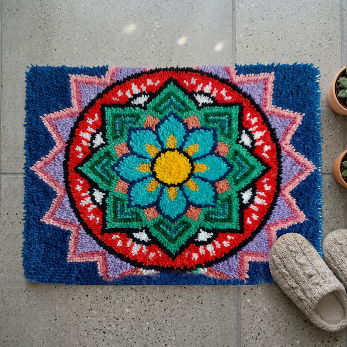 Rubbyoo Latch Hook Rug Kit - Colourful Design | Abstract House Decor | Modern Tufted Rug - 75×50cm - image 9