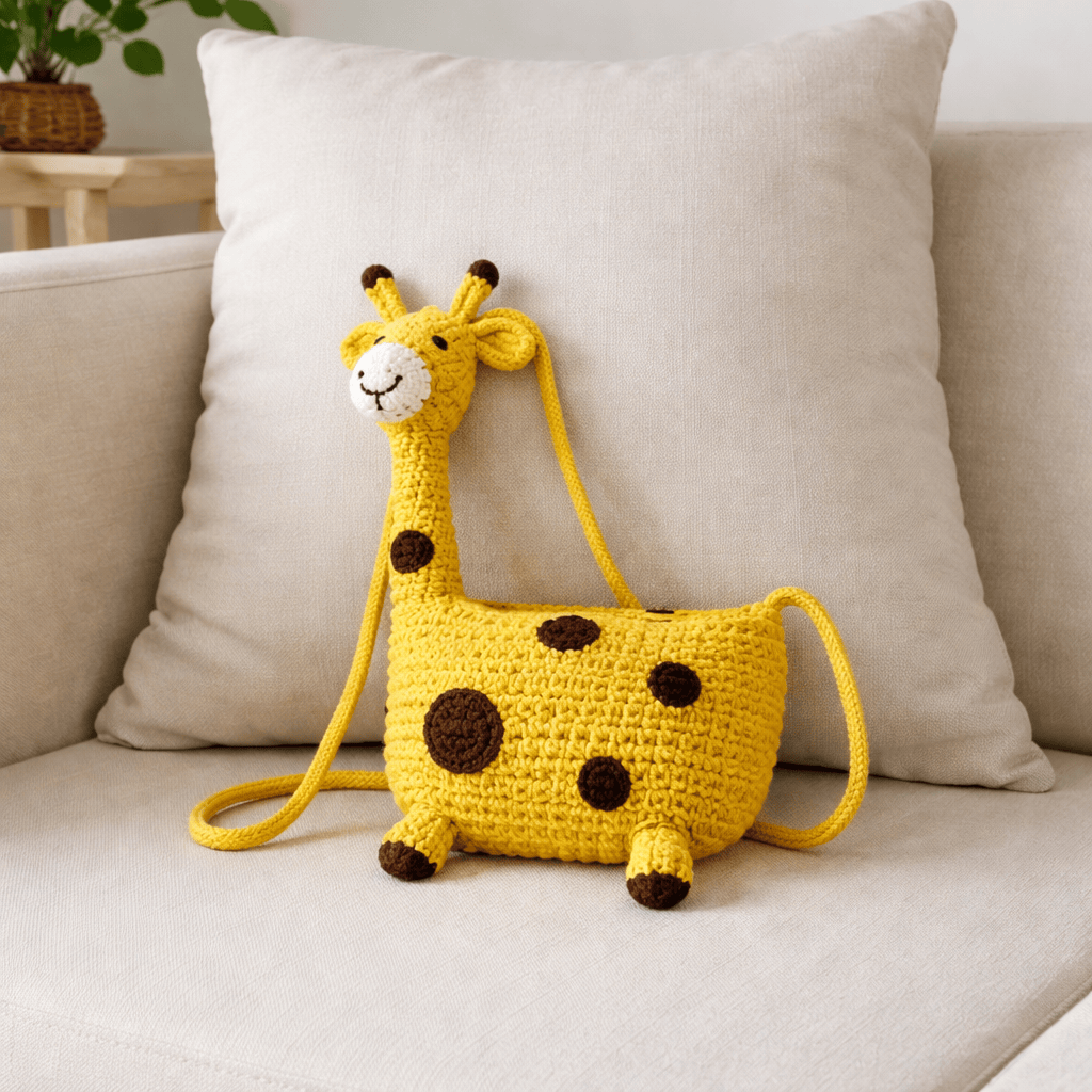 Diy Handmade Giraffe Bag Crochet Kit - Creative Yarn Craft | Unique Crossbody Bag | Special Gift For Kid  - Diy Handmade Giraffe Bag Crochet Kit - image 1