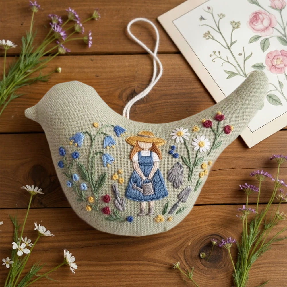 Rubbyoo Bird-shaped Embroidery Kit - Shy Girl | Adorable Handmade Craft | Diy Birthday Gift  - image 2