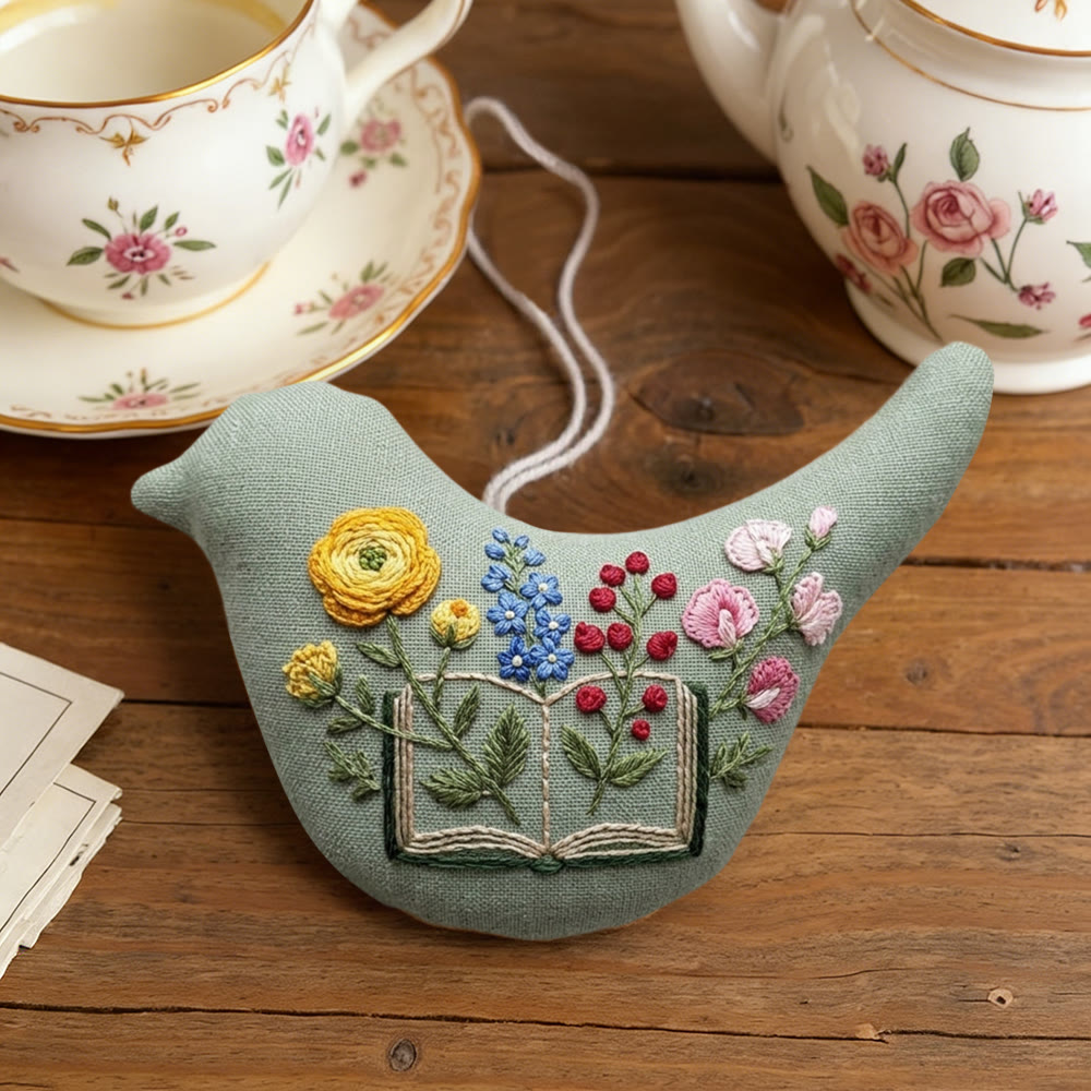 Rubbyoo Bird-shaped Embroidery Kit - Spring Time | Floral Handmade Art | Special Hanging Decor - image 4