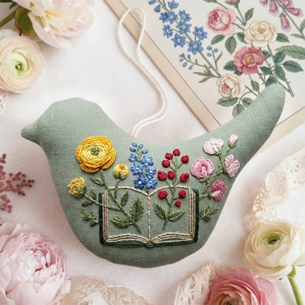Rubbyoo Bird-shaped Embroidery Kit - Spring Time | Floral Handmade Art | Special Hanging Decor - image 3