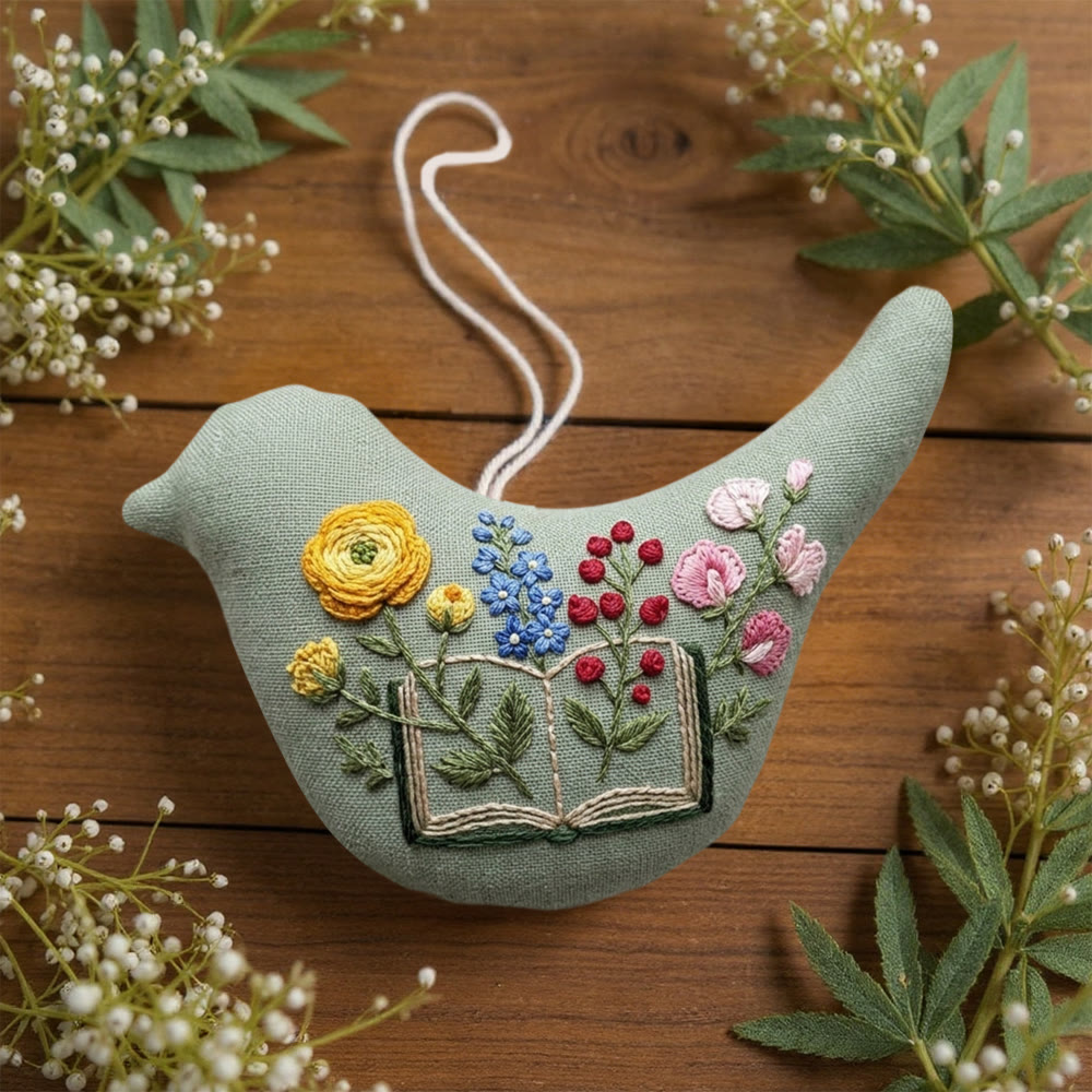 Rubbyoo Bird-shaped Embroidery Kit - Spring Time | Floral Handmade Art | Special Hanging Decor - image 5