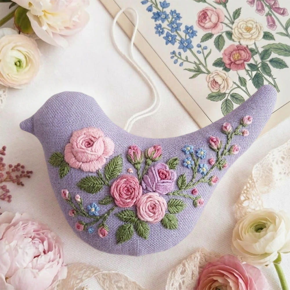 Rubbyoo Bird-shaped Embroidery Kit - Rose Love | Diy Spring Decorations | Gift For Mom - image 3