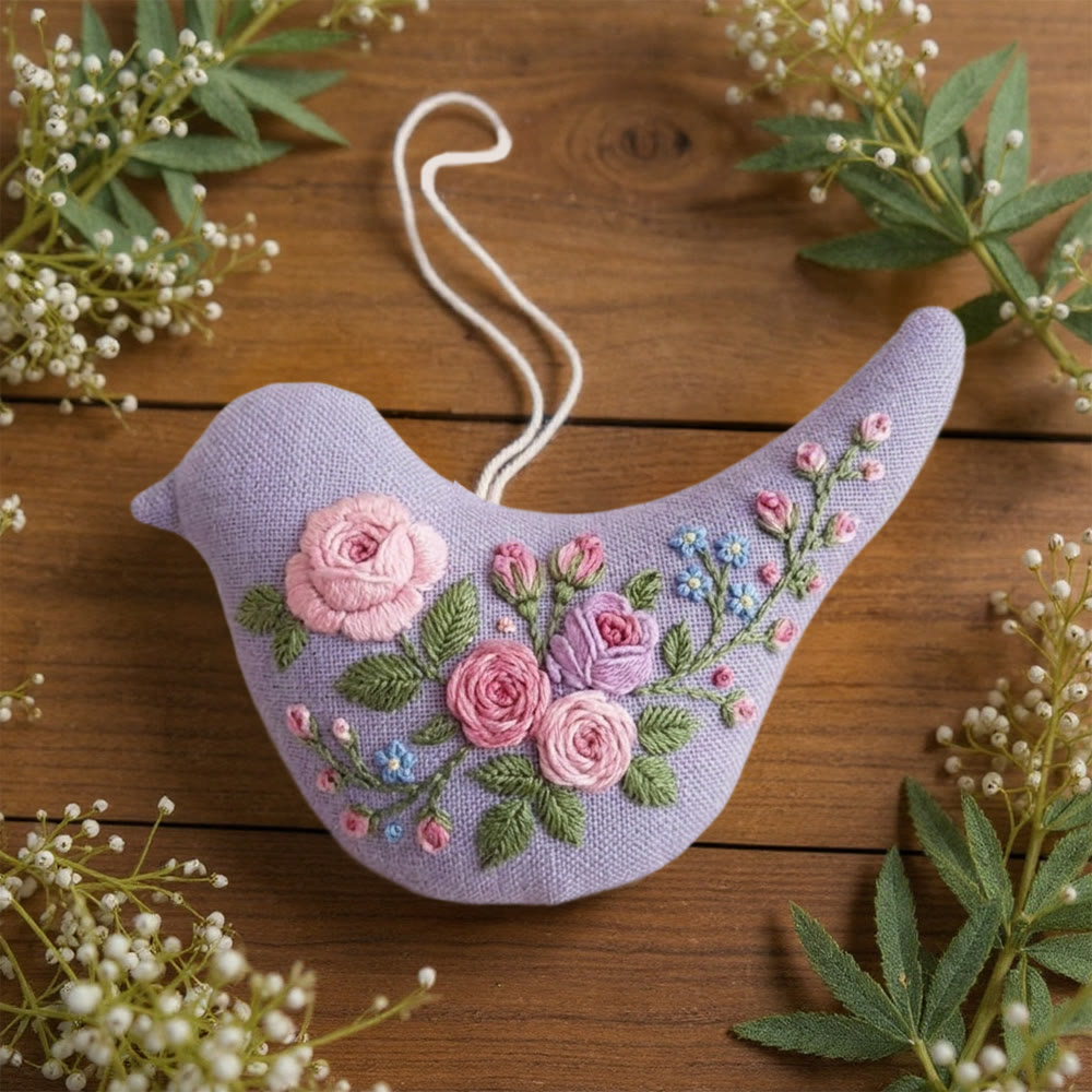 Rubbyoo Bird-shaped Embroidery Kit - Rose Love | Diy Spring Decorations | Gift For Mom - image 4