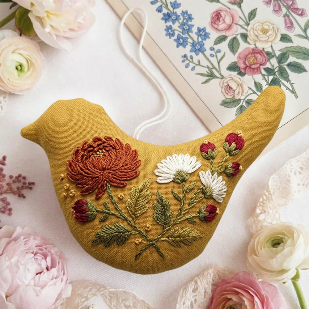 Rubbyoo Bird-shaped Embroidery Kit - Vintage Wildflower | Modern Animal Embroidery | Sewing Handmade Craft  - image 3