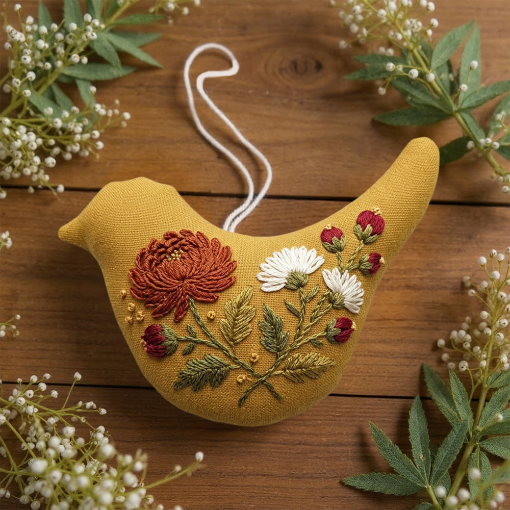 Rubbyoo Bird-shaped Embroidery Kit - Vintage Wildflower | Modern Animal Embroidery | Sewing Handmade Craft  - image 6