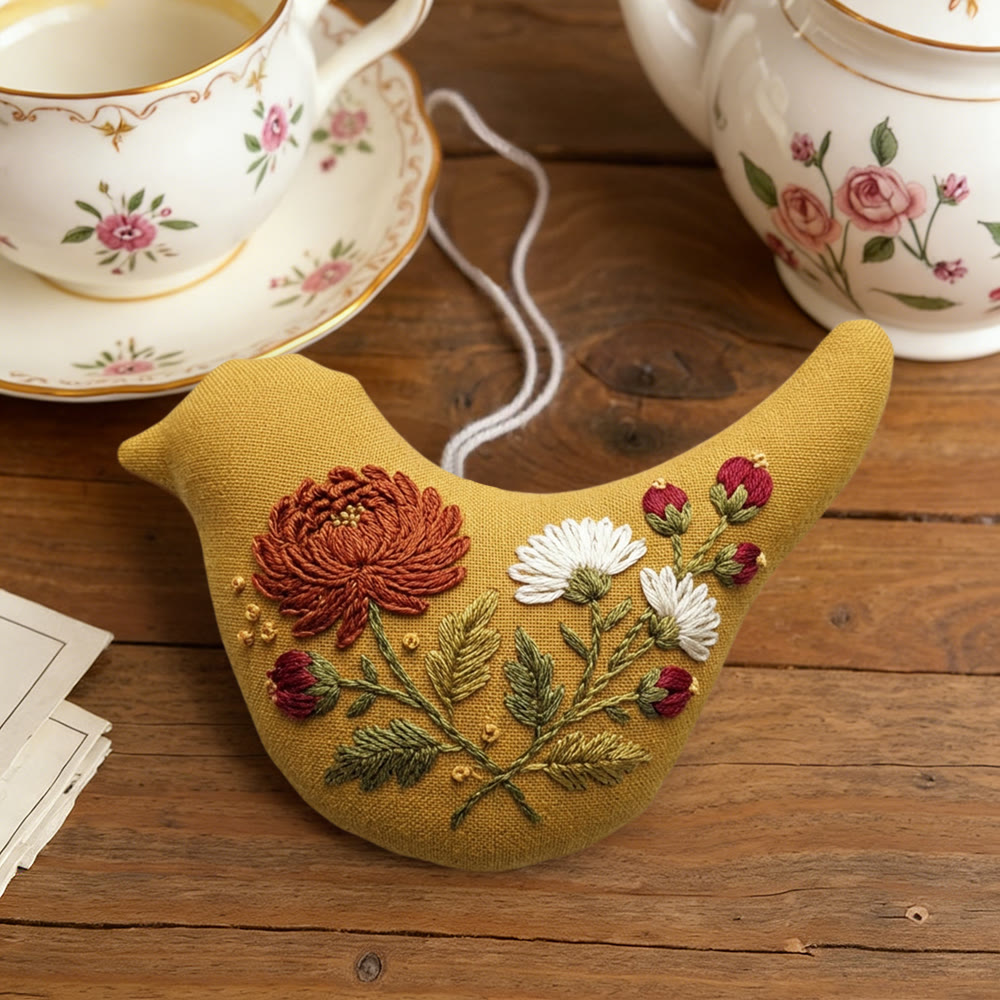 Rubbyoo Bird-shaped Embroidery Kit - Vintage Wildflower | Modern Animal Embroidery | Sewing Handmade Craft  - image 4