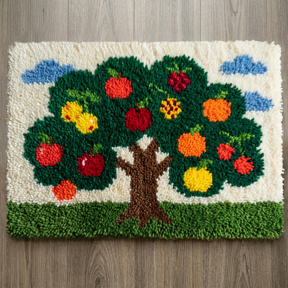 Rubbyoo Latch Hook Rug Kit - Apple Tree | Handmade Outdoor Mat | New Home Gift  - image 1