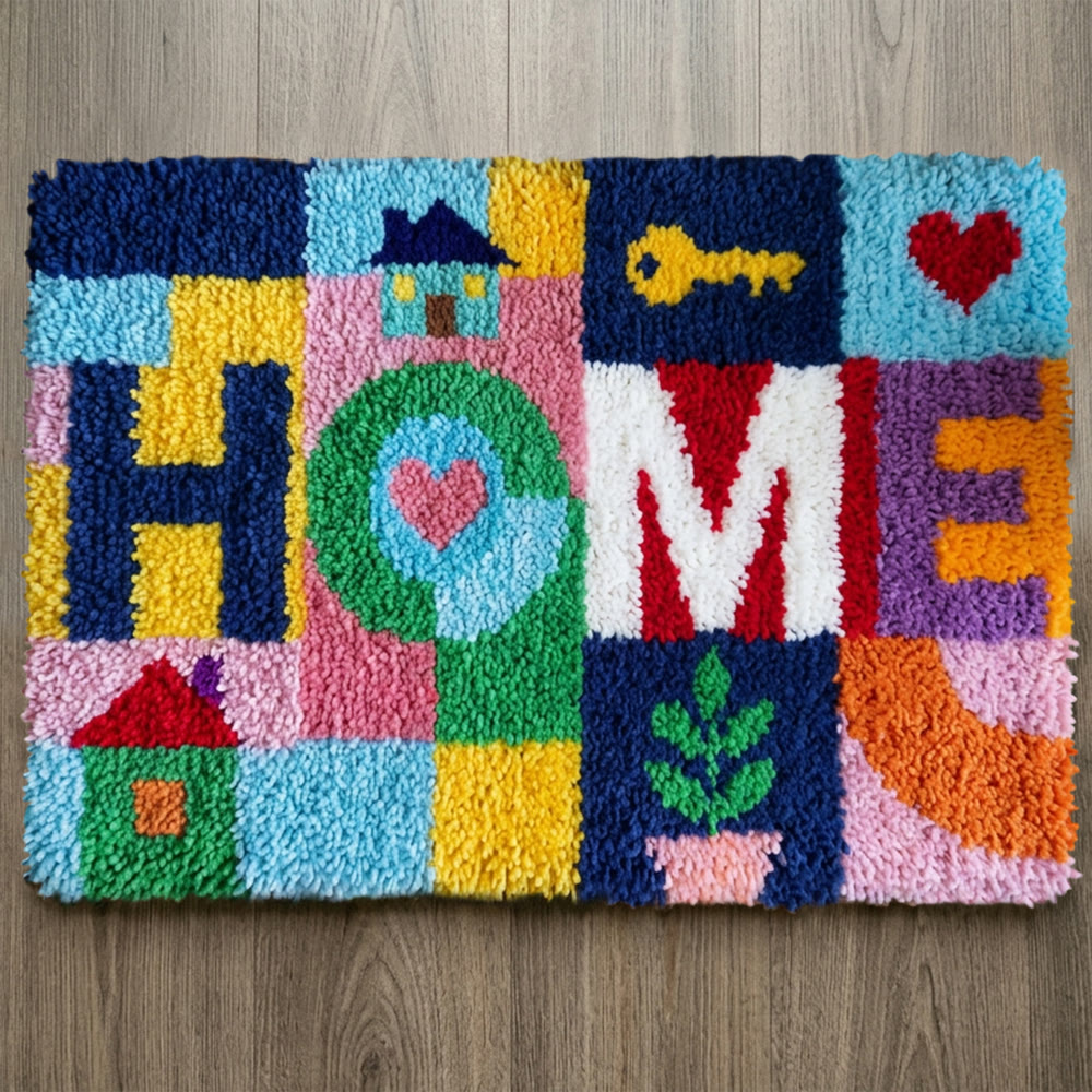 Rubbyoo Latch Hook Rug Kit - Welcome Home | Unique Outdoor Carpet | Diy Housewarming Gift - image 1