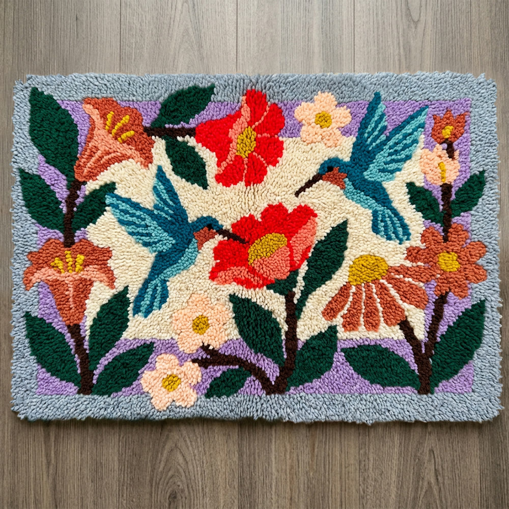 Rubbyoo Latch Hook Rug Kit - Floral Bird | Carpet For Living Room