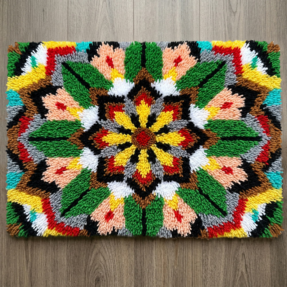 Rubbyoo Latch Hook Rug Kit - Abstract Design | Handmade House Decor | Diy Welcome Mat - image 1