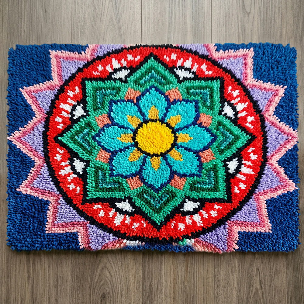 Rubbyoo Latch Hook Rug Kit - Colourful Design | Abstract House Decor | Modern Tufted Rug - image 1