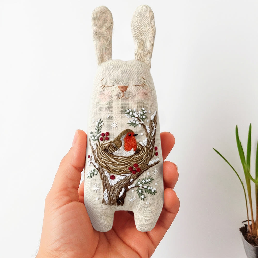 Rubbyoo Bunny Toy Embroidery Kit - Cute Little Bird | Diy Embroidery Kit |  Gifts For Children  - 8 inches hoop kit - image 1