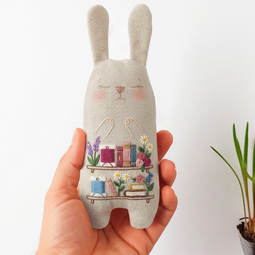 Rubbyoo Bunny Toy Embroidery Kit - Leisurely Life | Diy Embroidery Kit |  Gifts For Children  - 8 inches hoop kit - image 1