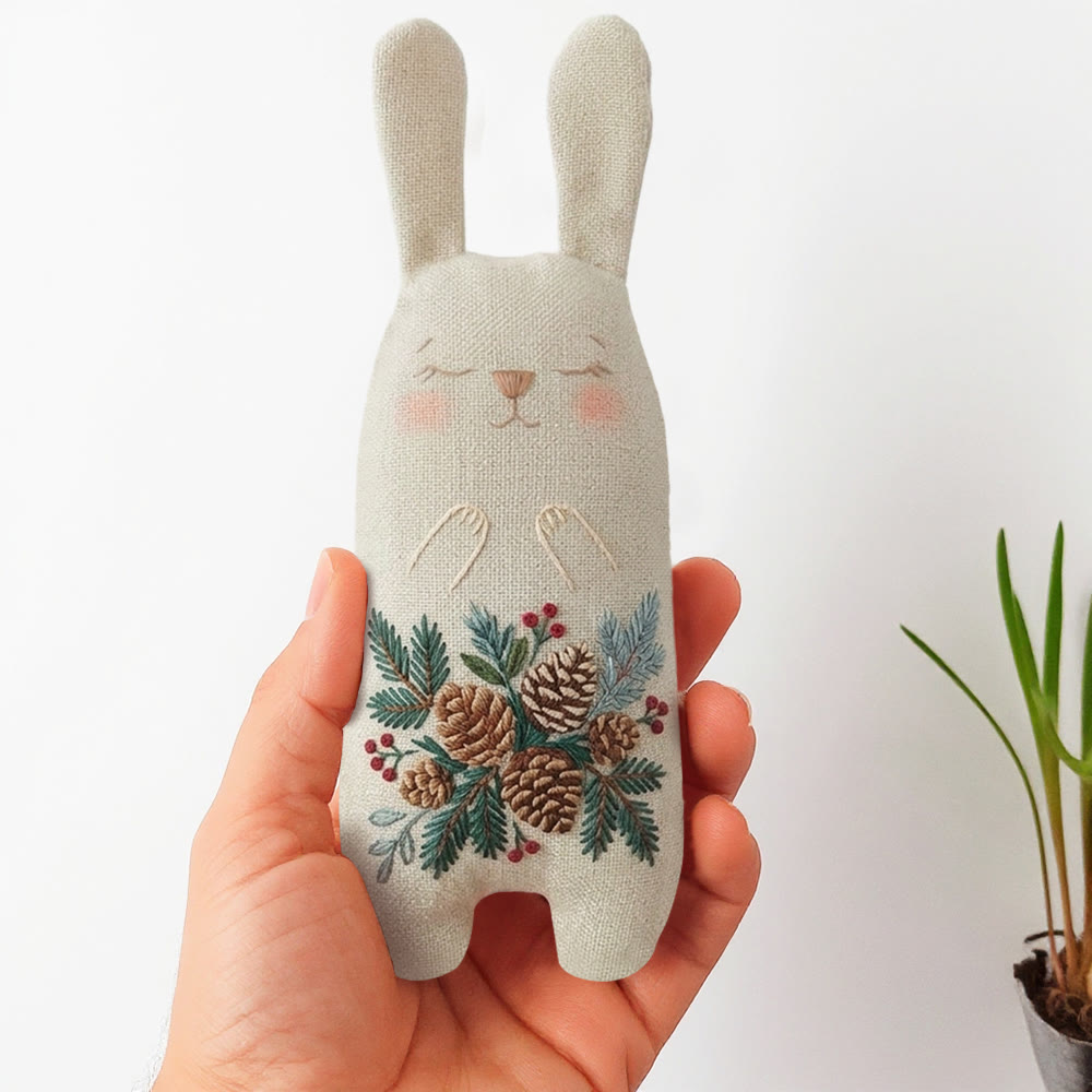 Rubbyoo Bunny Toy Embroidery Kit - The Plant Kingdom | Embroidery Kit |  Gifts for Children  - 8 inches hoop kit - image 1