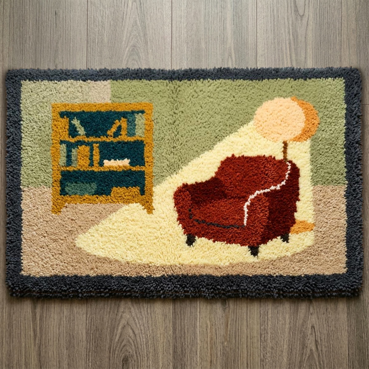 Rubbyoo Latch Hook Rug Kit - Cozy Room | Handmade Door Mat | Modern Soft Rug - 75×50cm - image 1