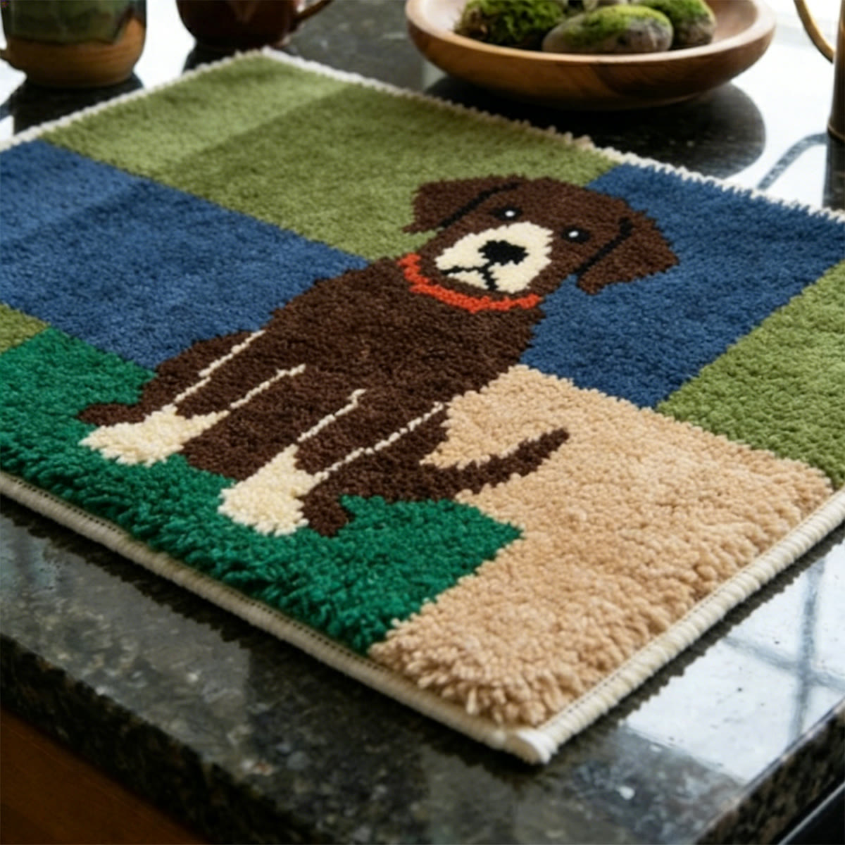 Rubbyoo Latch Hook Rug Kit - Brown Dog | Soft Fluffy Mat | Handmade Housewarming Gift - image 6