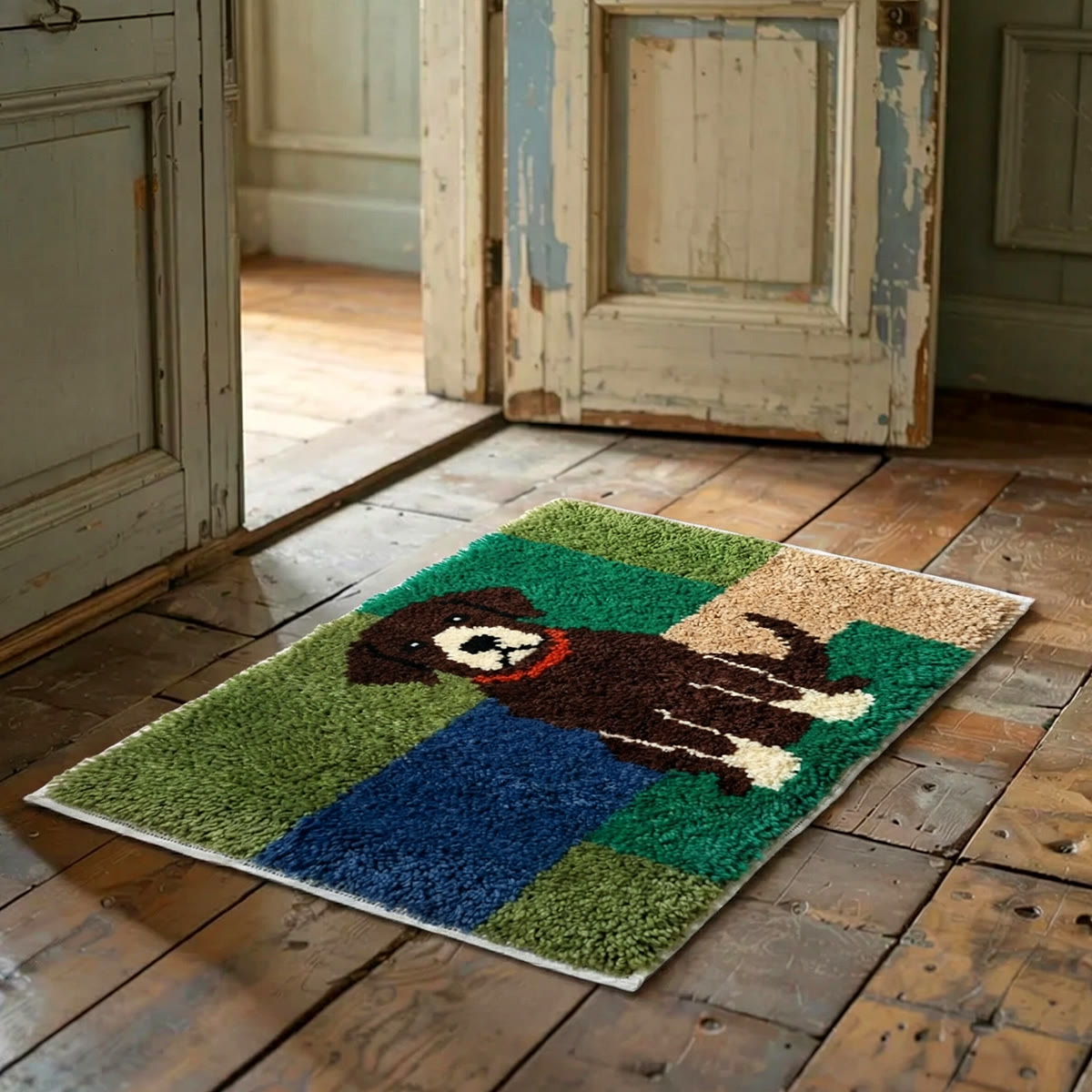 Rubbyoo Latch Hook Rug Kit - Brown Dog | Soft Fluffy Mat | Handmade Housewarming Gift - image 2