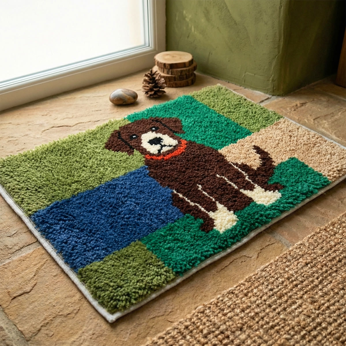 Rubbyoo Latch Hook Rug Kit - Brown Dog | Soft Fluffy Mat | Handmade Housewarming Gift - image 3