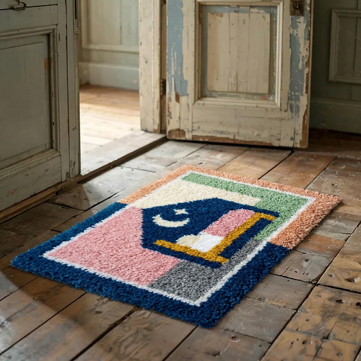 Rubbyoo Latch Hook Rug Kit - Sleeping Time | Diy Bedroom Mat | Nice Homewarming Gift - image 2