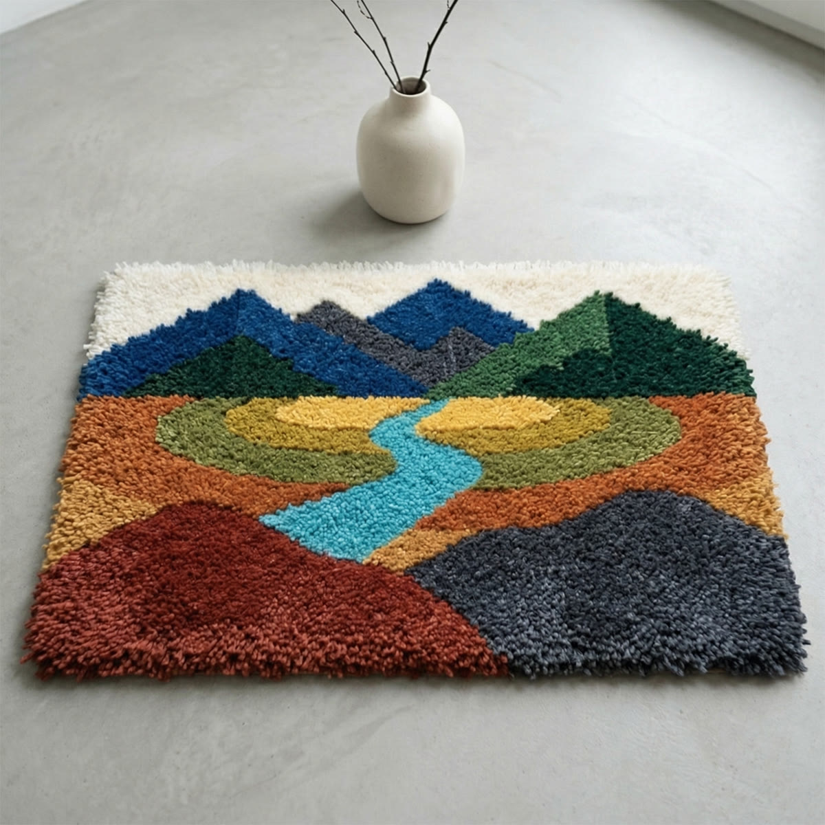Rubbyoo Latch Hook Rug Kit - Mountain | Landscape Door Mat | Easy Handicraft For Beginner - image 7