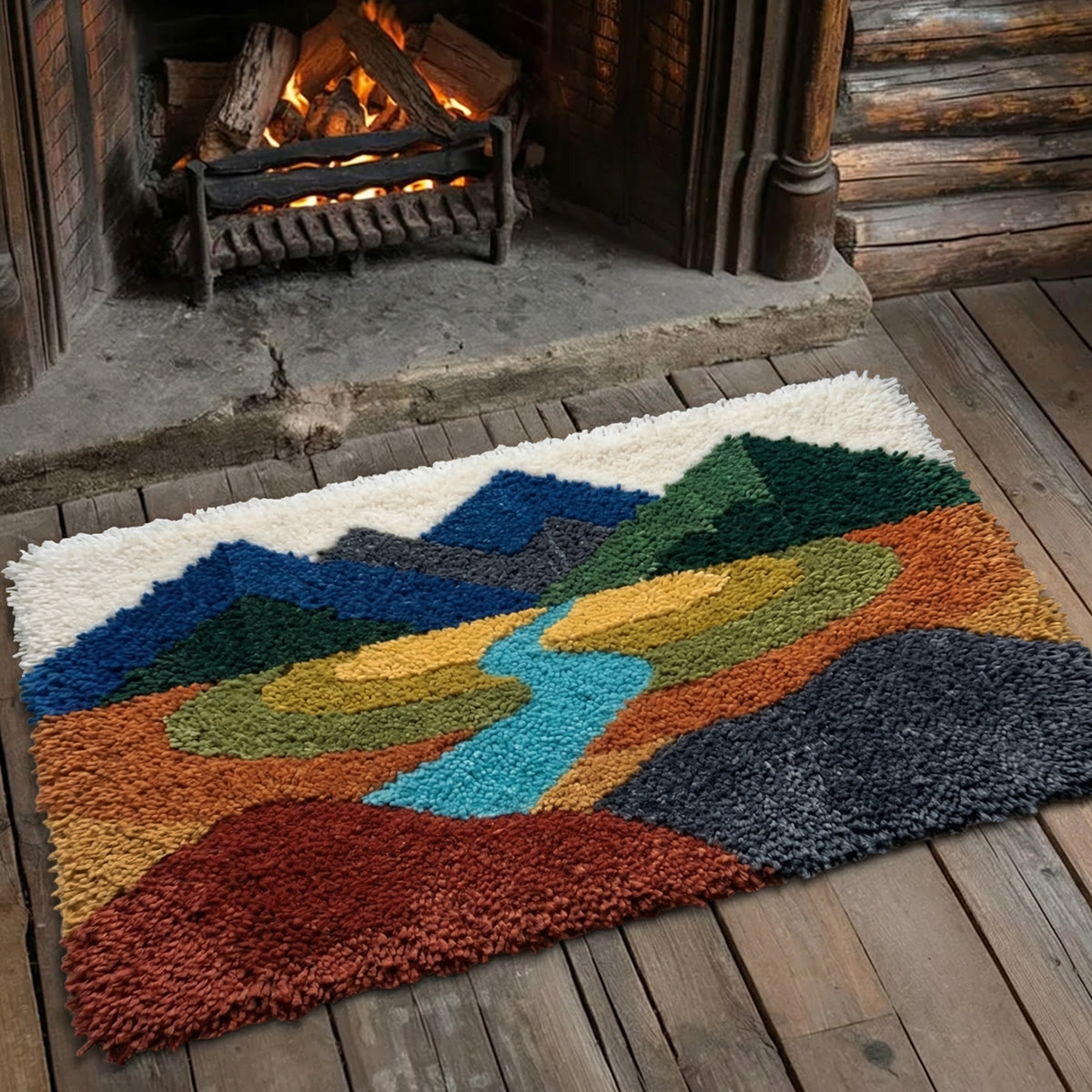 Rubbyoo Latch Hook Rug Kit - Mountain | Landscape Door Mat | Easy Handicraft For Beginner - image 3