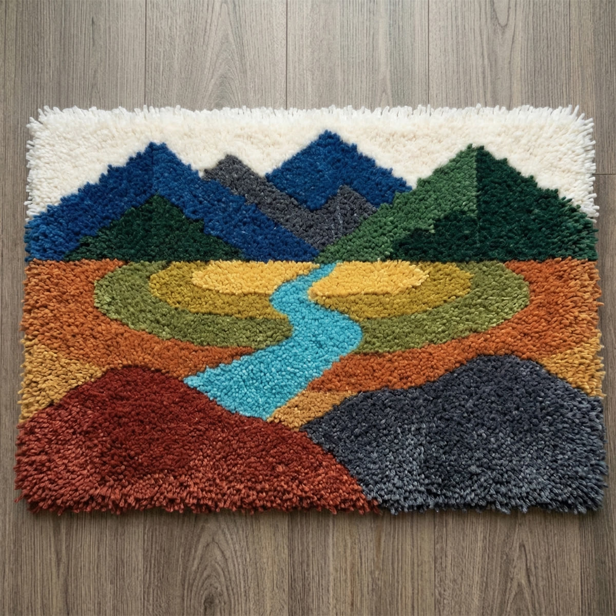 Rubbyoo Latch Hook Rug Kit - Mountain | Landscape Door Mat | Easy Handicraft For Beginner - 75×50cm - image 1