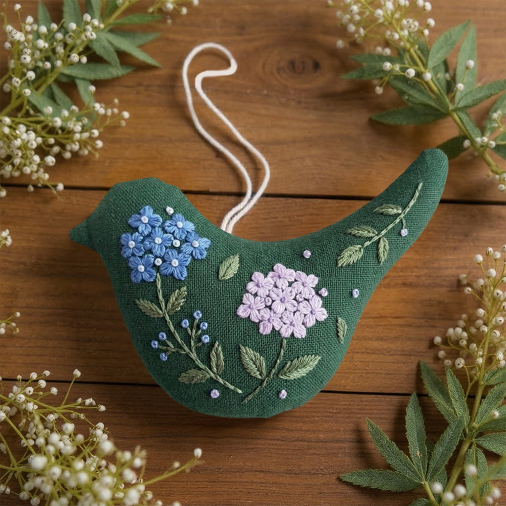 Rubbyoo Bird-shaped Embroidery Kit - Spring Flowers Pattern | Unique Gift For Mom | Bird Hanging Decor - image 4