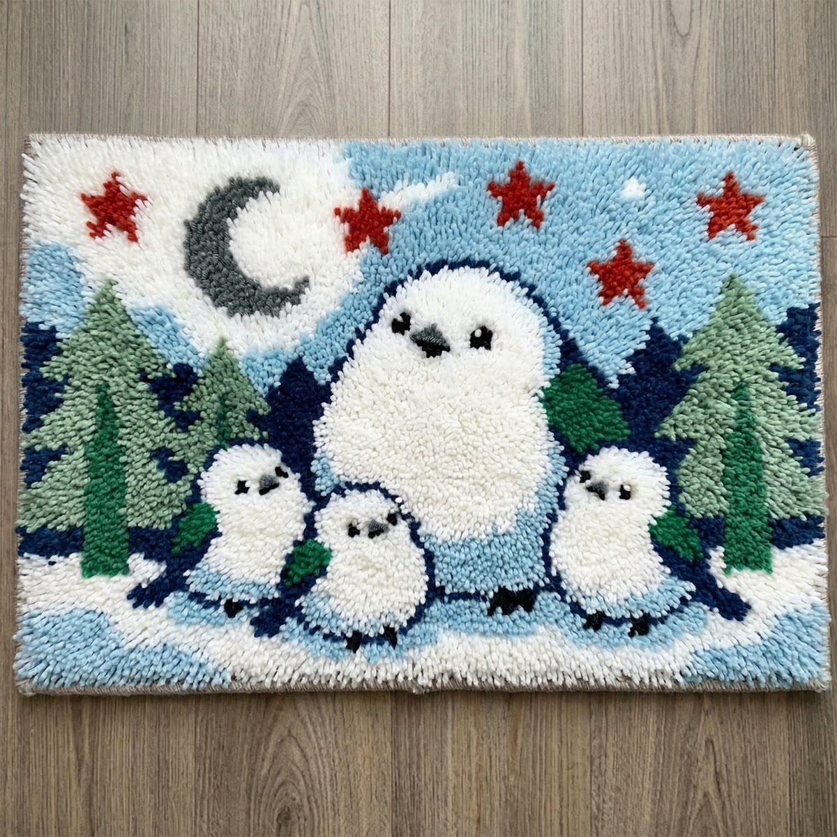 Rubbyoo Latch Hook Rug Kit - Birds Family | Animal Handmade Art | Nice Gift For Housewarming - 75×50cm - image 1