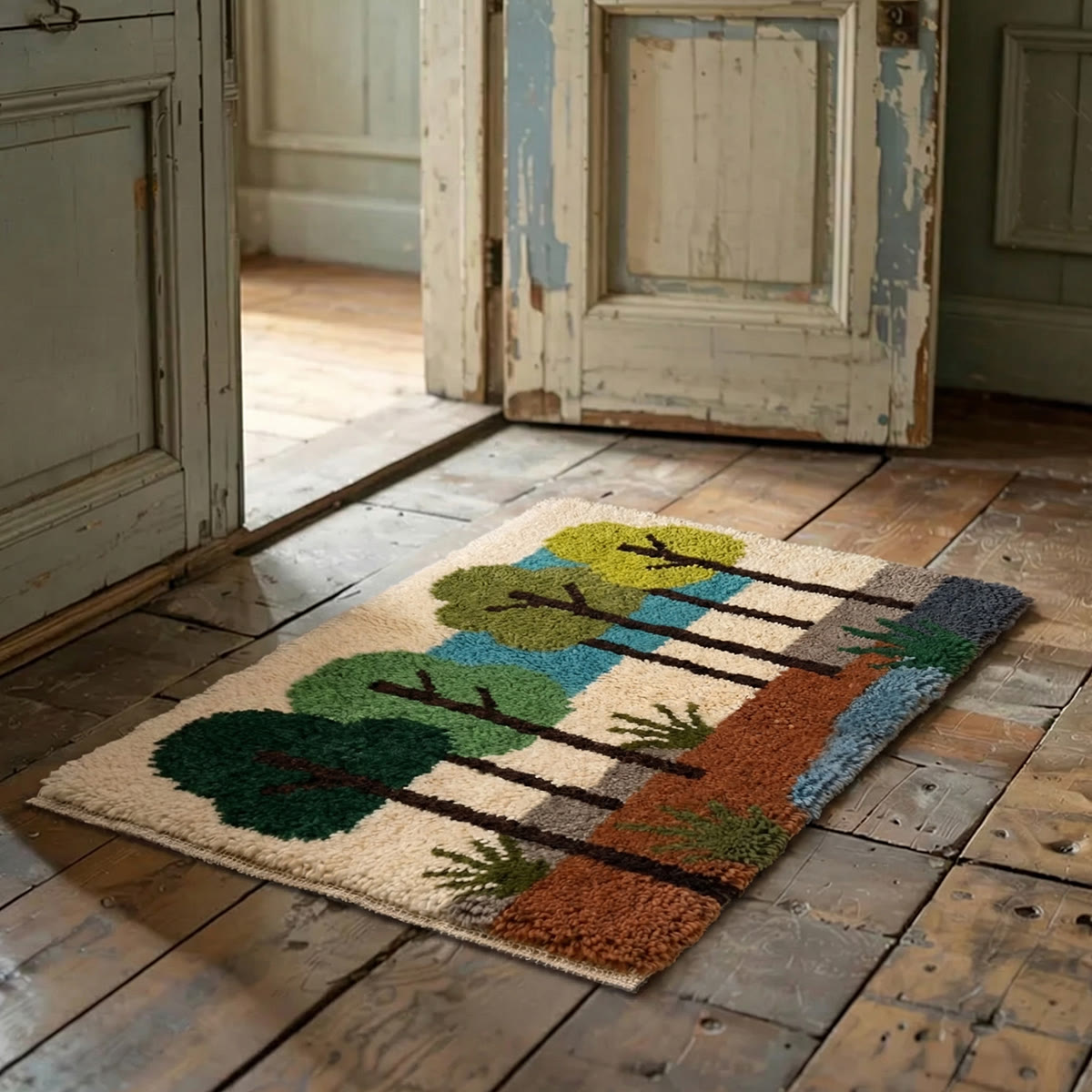 Rubbyoo Latch Hook Rug Kit - Forest View | Vibrant Landscape Mat | Diy Bedroom Carpet - image 2