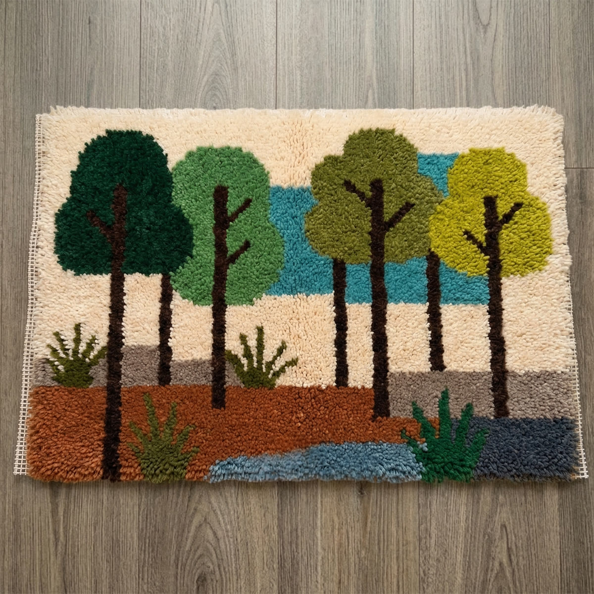 Rubbyoo Latch Hook Rug Kit - Forest View | Vibrant Landscape Mat | Diy Bedroom Carpet - 75×50cm - image 1