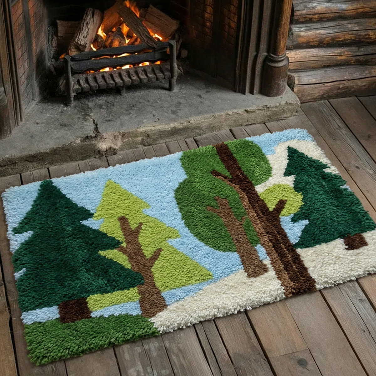 Rubbyoo Latch Hook Rug Kit - Forest Scene | Bedroom Decorative Rug | New Home Gift - image 2