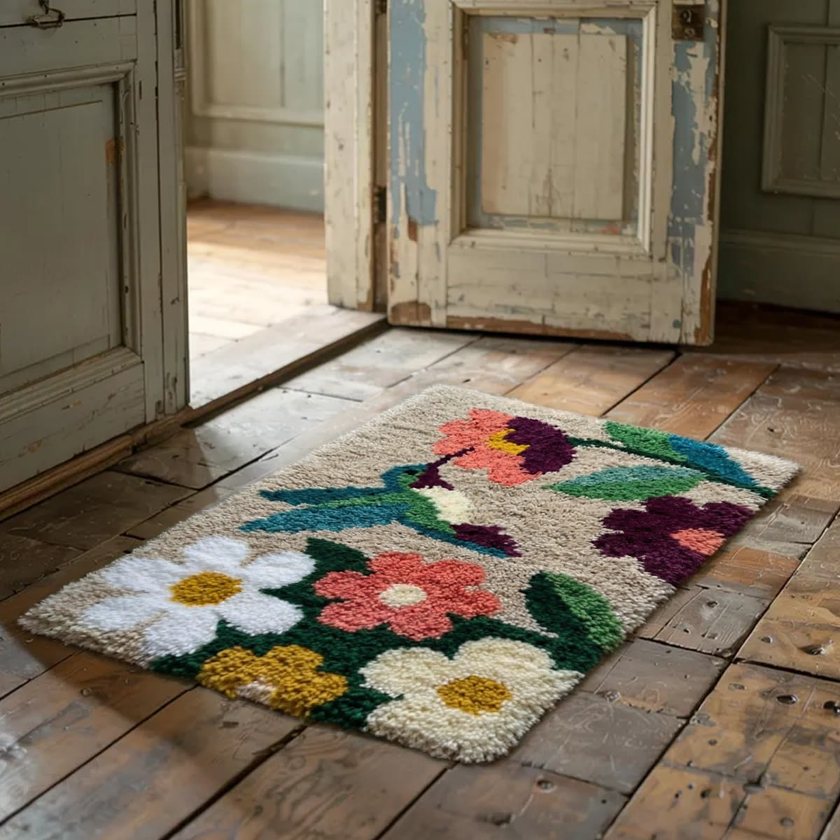 Rubbyoo Latch Hook Rug Kit - Spring Hummingbird | Handmade Animal Craft | Diy Floor Mat - image 3