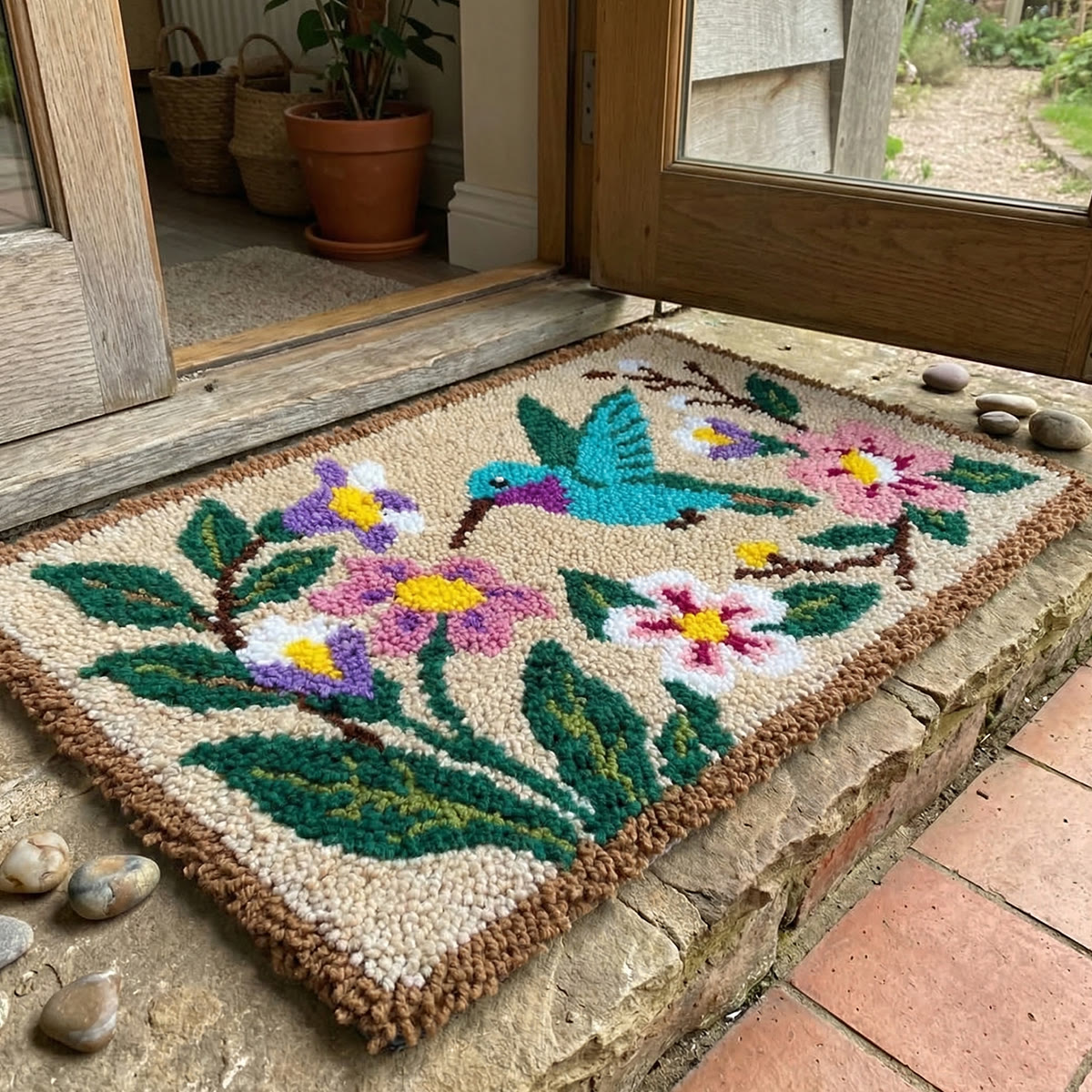 Rubbyoo Latch Hook Rug Kit - Floral Bird | Animal Path Mat | Nice Housewarming Gift - image 3