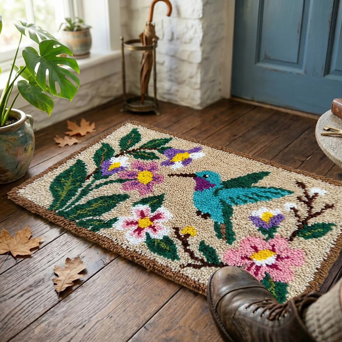 Rubbyoo Latch Hook Rug Kit - Floral Bird | Animal Path Mat | Nice Housewarming Gift - image 2